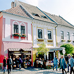 Stores and cafés on the main square